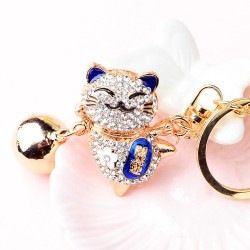 Crystal Japanese lucky cat - keychainKeyrings