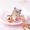 Crystal Japanese lucky cat - keychainKeyrings