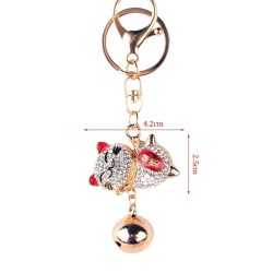 Crystal Japanese lucky cat - keychainKeyrings