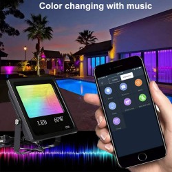 60W - Bluetooth - RGB - LED floodlight - outdoor reflector with musicFloodlights