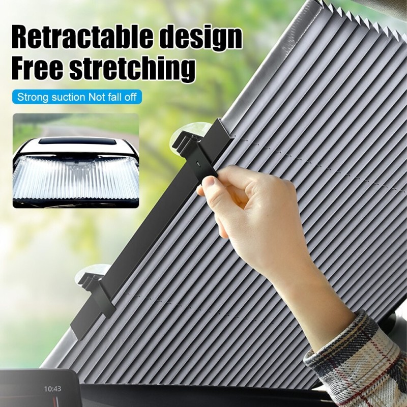 Car windshield sun shade - retractable - UV protector - curtainGlass & windows