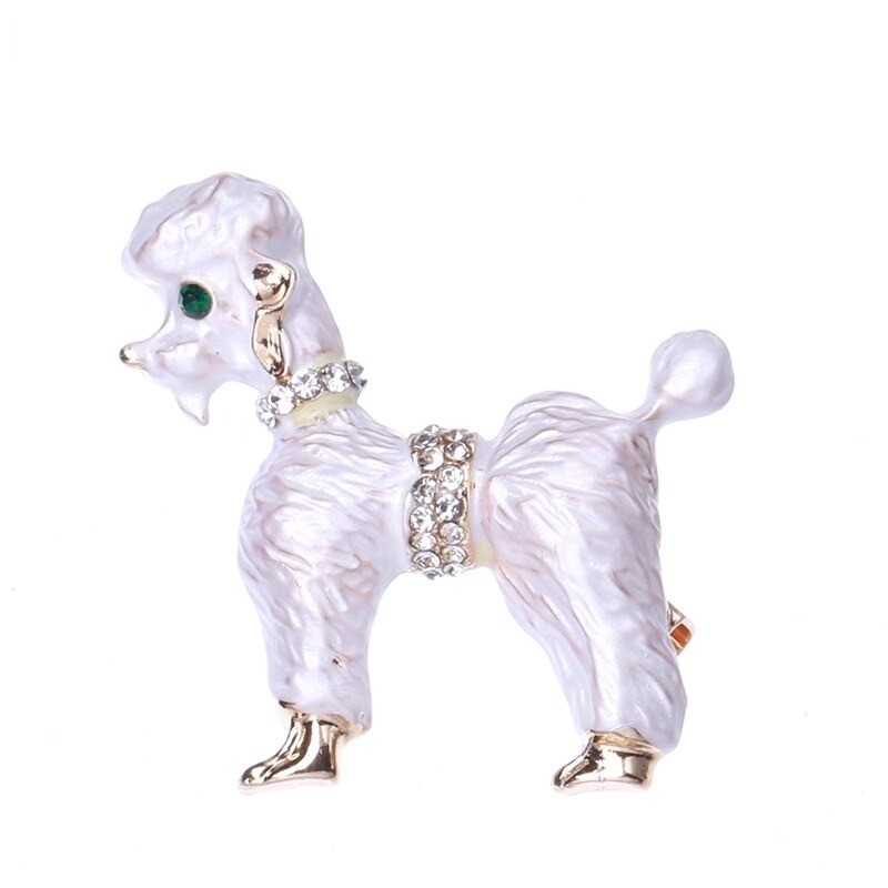 Curly hair dog - with crystals - broochBrooches