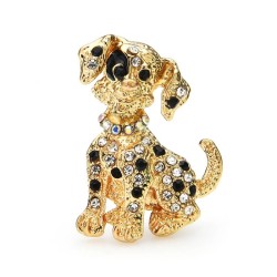 Crystal sitting dog - broochBrooches