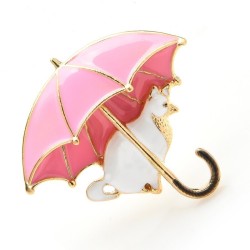 Cat under umbrella - broochBrooches