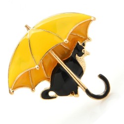 Cat under umbrella - broochBrooches