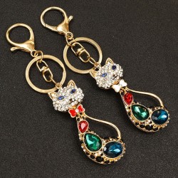 Crystal long-tail cat - keychainKeyrings