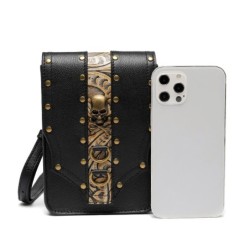 Small leather shoulder bag - punk style - skull / rivetsBags