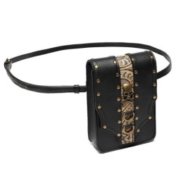 Small leather shoulder bag - punk style - skull / rivetsBags