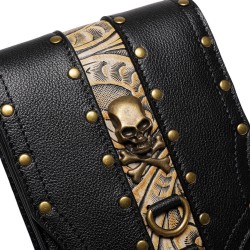 Small leather shoulder bag - punk style - skull / rivetsBags