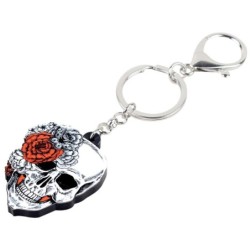 Halloween skull with roses - acrylic keychainKeyrings