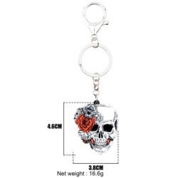 Halloween skull with roses - acrylic keychainKeyrings