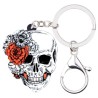 Halloween skull with roses - acrylic keychainKeyrings
