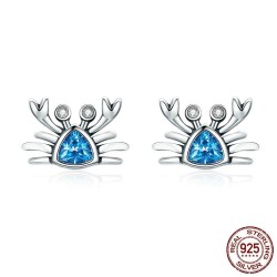 Crab shape earrings - blue crystal - 925 sterling silverEarrings