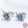 Crab shape earrings - blue crystal - 925 sterling silverEarrings