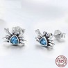 Crab shape earrings - blue crystal - 925 sterling silverEarrings