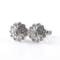 Silver flower shaped cufflinks with crystalsCufflinks