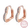 Elegant heart shaped earrings - with zircon - 925 sterling silverEarrings