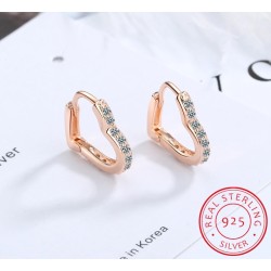 Elegant heart shaped earrings - with zircon - 925 sterling silverEarrings
