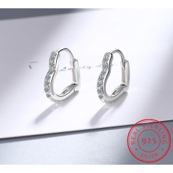 Elegant heart shaped earrings - with zircon - 925 sterling silverEarrings