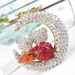 Moon crescent / cat's couple - crystal keychainKeyrings