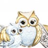 Mother owl with child - crystal ring - "I Will Always Be With You" letteringRings