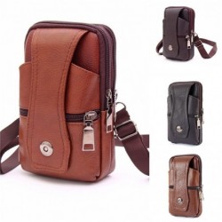 Vintage leather waist bag - with strap / zipperBags