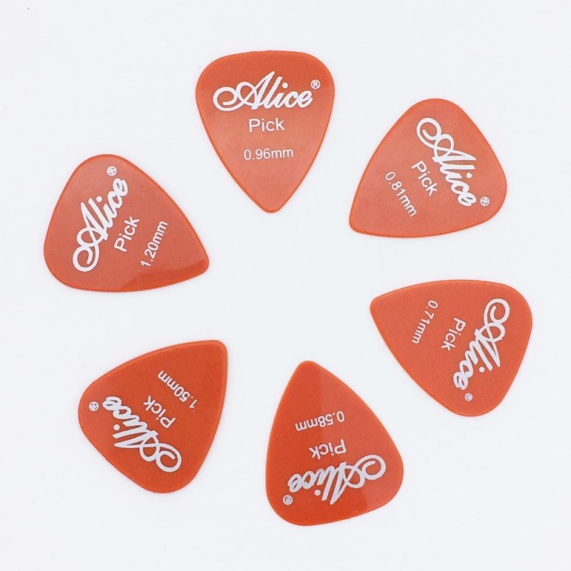 Guitar picks - 0.58mm - 0.71mm - 0.81mm - 0.96mm - 1.2mm - 1.5mm - 6 piecesGuitars