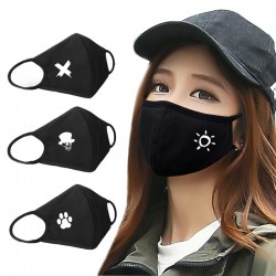 Reusable protective face mask - cotton - black - with patternMouth masks