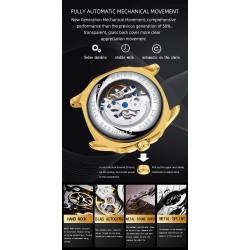 CHENXI - automatic mechanical Quartz watch - waterproof - skeleton design - silver / blackWatches