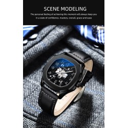 CHENXI - automatic mechanical Quartz watch - waterproof - skeleton design - silver / blackWatches