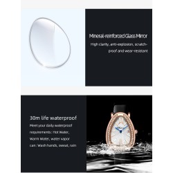 CHENXI - elegant Quartz watch with rhinestones - waterproof - leather strap - redWatches