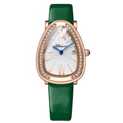 CHENXI - elegant Quartz watch with rhinestones - waterproof - leather strap - greenWatches