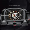 CHENXI - automatic square watch - hollow-carved design - leather strap - black / greenWatches