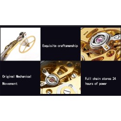 CHENXI - automatic square watch - hollow-carved design - leather strap - black / greenWatches