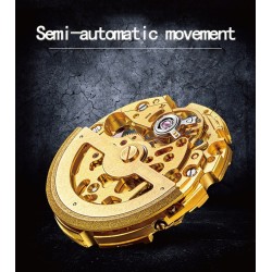 CHENXI - automatic square watch - hollow-carved design - leather strap - black / greenWatches
