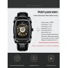 CHENXI - automatic square watch - hollow-carved design - leather strap - silver / greenWatches