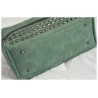 Vintage nubuck leather bag with rivets / fur pom pomBags