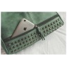 Vintage nubuck leather bag with rivets / fur pom pomBags