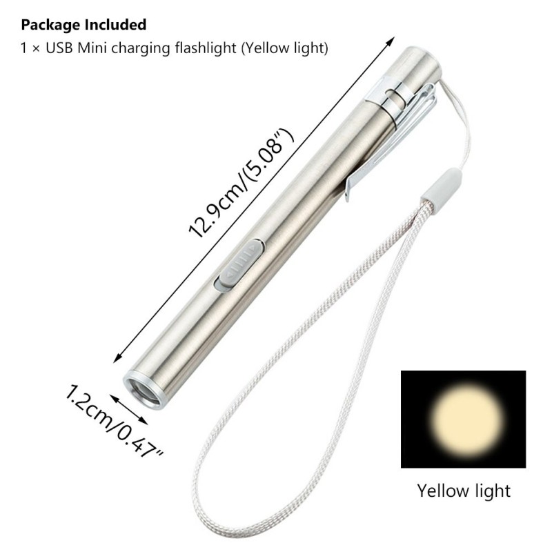 Mini USB flashlight - nursing - doctors - stainless steelTorches