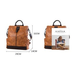 Vintage leather backpack - shoulder bag - large capacityBackpacks