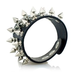 Wide leather bracelet - rivets - skull - punk styleBracelets