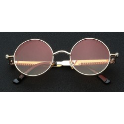 Gothic / steampunk round sunglasses - red lens - metal frame - UV 400 - unisexSunglasses