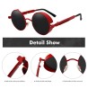 Gothic / steampunk round sunglasses - red lens - metal frame - UV 400 - unisexSunglasses