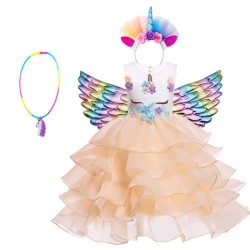 Unicorn dress - princess costume for girls - necklace / headband / wingsCostumes