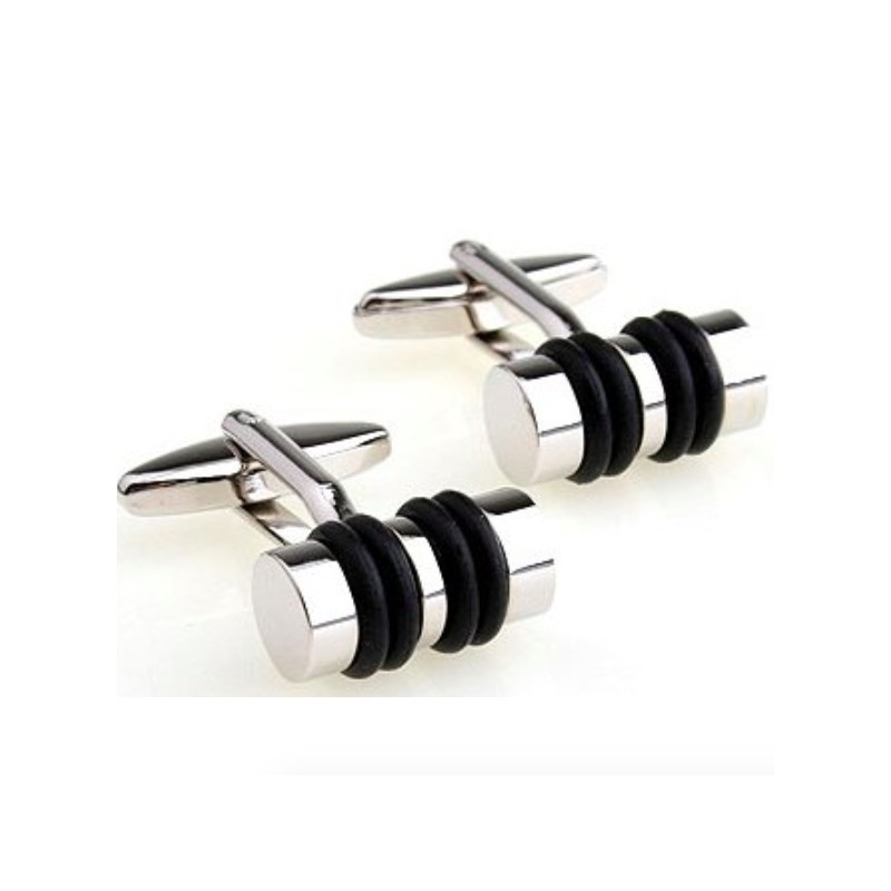 Cylinder shape cufflinks - with leatherCufflinks