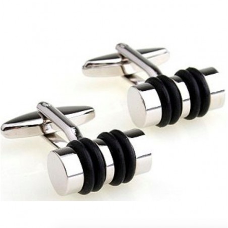 Cylinder shape cufflinks - with leatherCufflinks