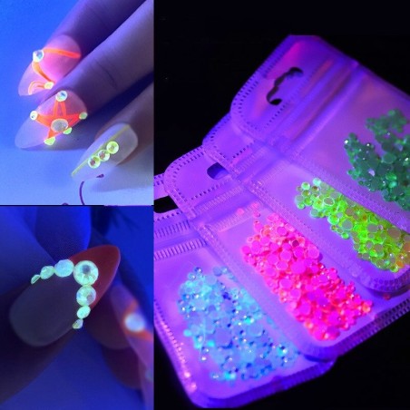 Luminous crystals - rhinestones nail decoration - mixed sizesNail polish
