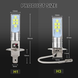 Car LED bulb - super bright - 12 3535 SMD - 12V 24V 6000K - H1 - H3 - 2 piecesH1
