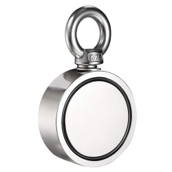 Double sided neodymium magnet - fishing magnet - with eyebolt - 300Kg - D60mmMagnets