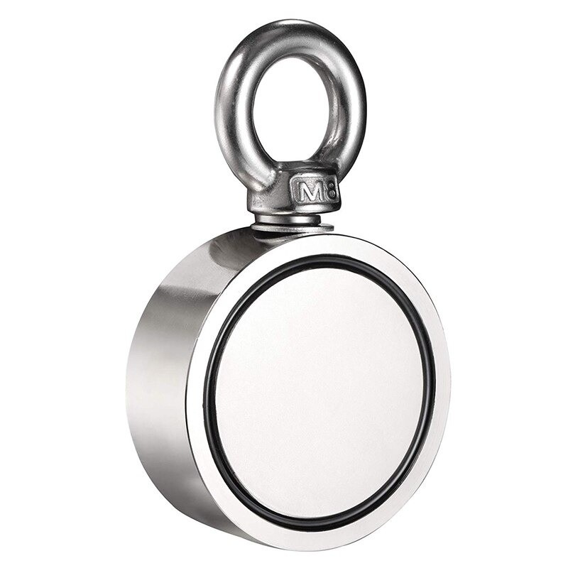 Double sided neodymium magnet - fishing magnet - with eyebolt - 300Kg - D60mmMagnets
